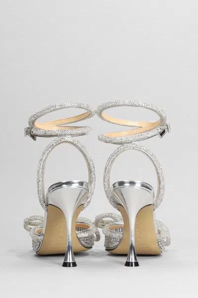 Mach&mach Double Bow Crystallised Pvc Heels In Silver