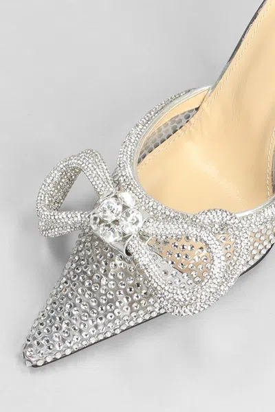 Mach&mach Double Bow Crystallised Pvc Heels In Silver