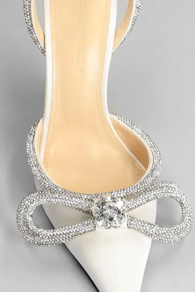 Mach&mach Double Bow Crystal-embellished Glittered Leather Point-toe Pumps In White