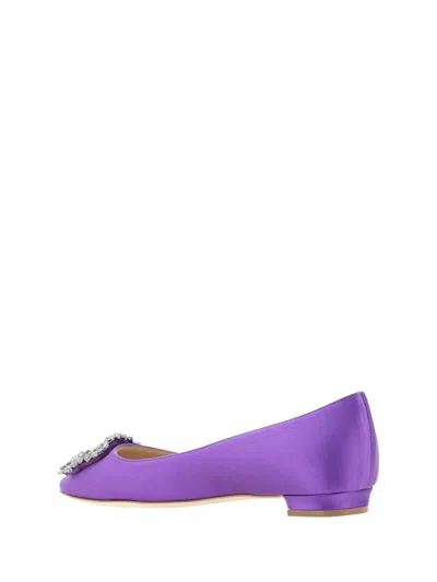 Shop Manolo Blahnik Ballerinas In Purple