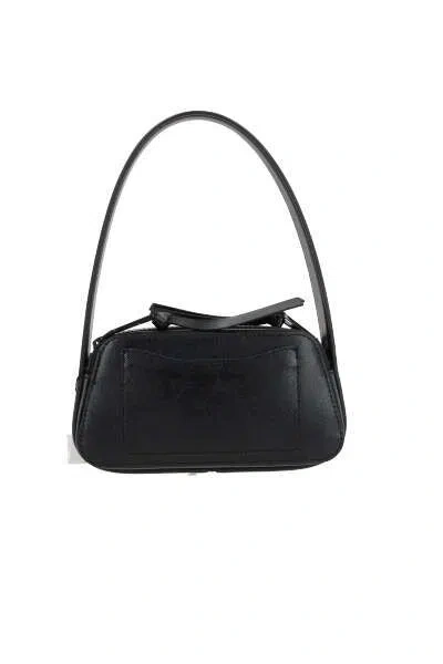 Shop Marc Jacobs 'the Slingshot' Black Shoulder Bag With Double J Detail In Cross-grain Leather Woman