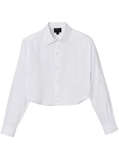 Marc Jacobs Logo-jacquard Crop Button-down Femme Shirt In White