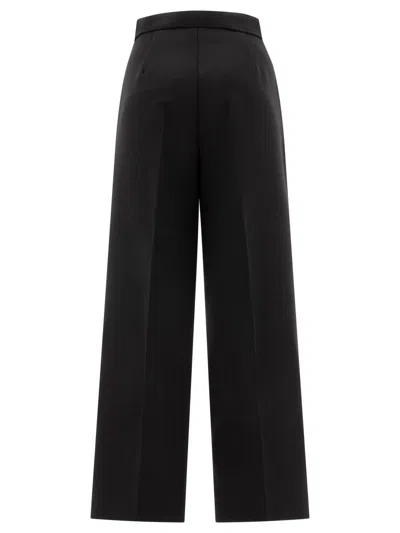 Shop Max Mara "verbano" Stretch Wool Slim Trousers In Black