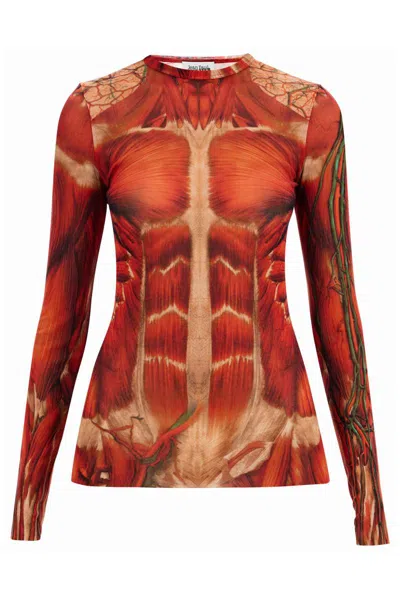 Jean Paul Gaultier Red 'the Écorché' Long Sleeve T-shirt In Red