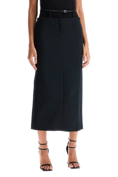 Shop Attico Midi Skirt With Thin Belt In Black