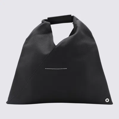 Shop Mm6 Maison Margiela Black Leather Japanese Tote Bag