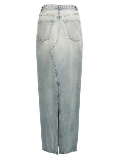 Mm6 Maison Margiela Blue Slit Denim Maxi Skirt In Blue