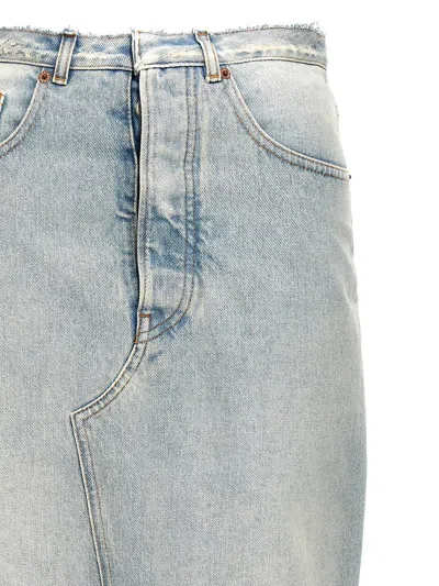 Mm6 Maison Margiela Blue Slit Denim Maxi Skirt In Blue
