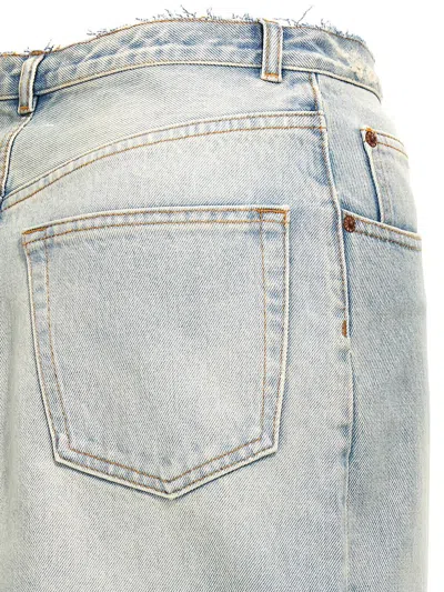 Mm6 Maison Margiela Blue Slit Denim Maxi Skirt In Blue