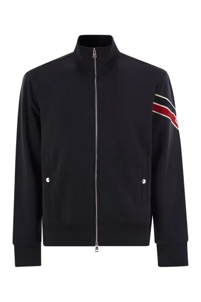 Moncler Jacket With High Collar And Full Zip Closure In Blue