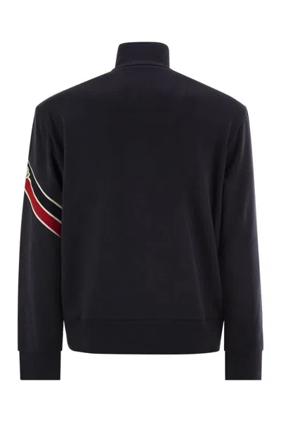 Moncler Jacket With High Collar And Full Zip Closure In Blue