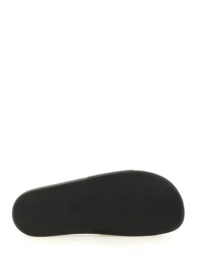 Shop Moschino Slide Sandal With Logo In Black