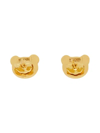 Shop Moschino Small Teddy Bear Earrings In Gold