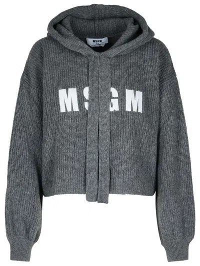 Shop Msgm Grey Wool Sweatshirt In Black