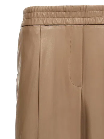 Shop Nude Faux Leather Trousers In Beige