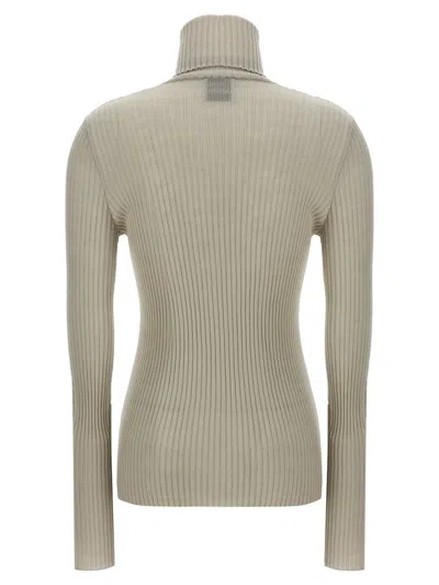 Nude Ribbed Sweater In White