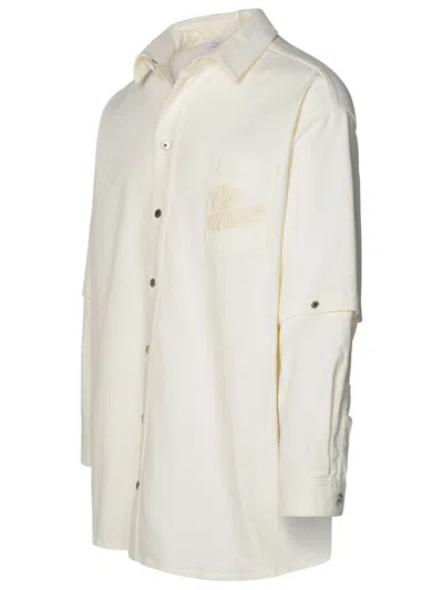 Off-white Off White Embroidered Overshirt In White