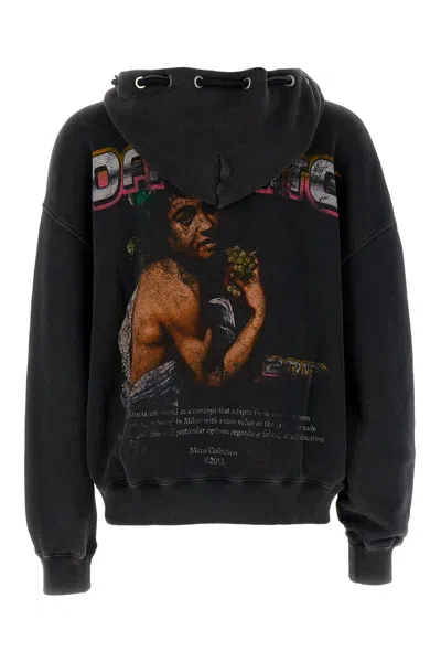 Off-white Off White Cotton Hoodie In Black