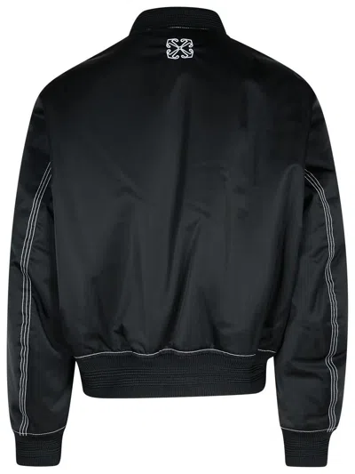 Shop Off-white 'sticht' Black Polyamide Bomber Jacket