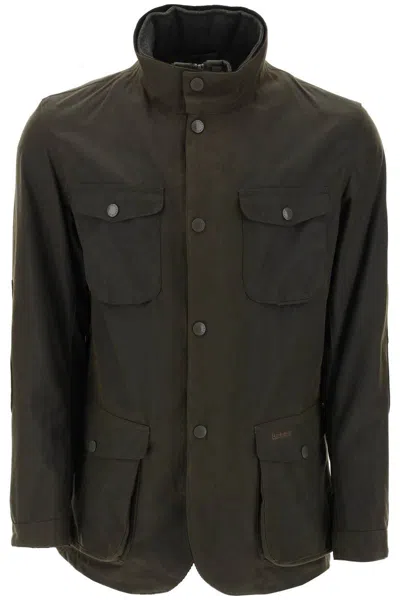 Barbour Olive Solid Mandarin Collar Jacket In Green