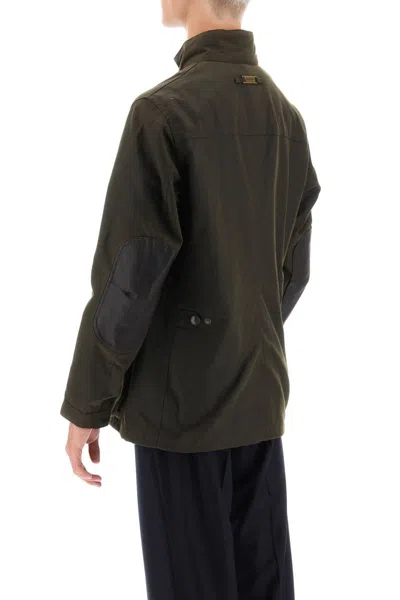 Barbour Olive Solid Mandarin Collar Jacket In Green