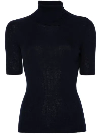 P.a.r.o.s.h Leila Turtleneck Wool Knit Top In Blue