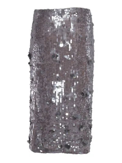 P.a.r.o.s.h "full Paillettes" Midi Skirt In Gray
