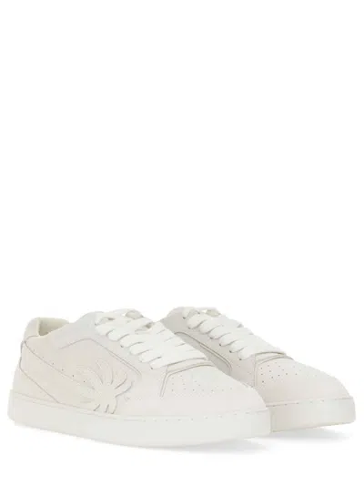 Shop Palm Angels 'new Palm' White Suede Sneakers