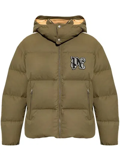 Shop Palm Angels Monogram Track Down Jacket In Military Black