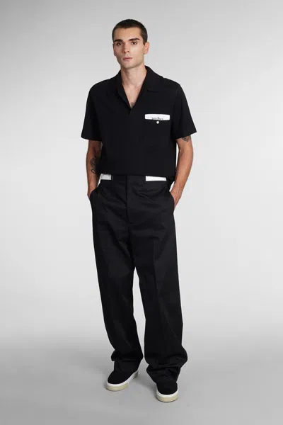 Palm Angels Sartorial Tape Oversized Cotton Polo In Black