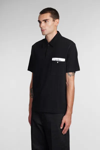 Palm Angels Sartorial Tape Oversized Cotton Polo In Black