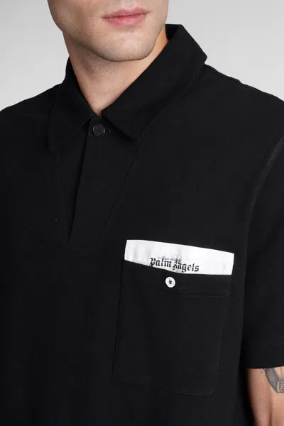 Palm Angels Sartorial Tape Oversized Cotton Polo In Black