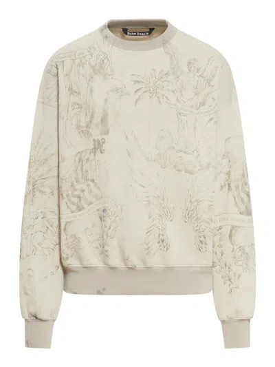 Palm Angels Pencil All Over Sweatshirt In White