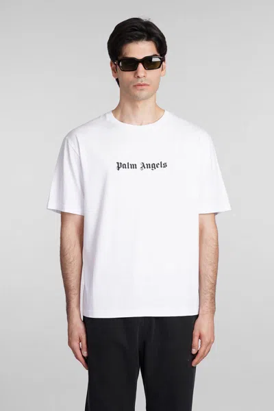 Palm Angels White Short-sleeved T-shirt With Monogram Pa Embroidery In White