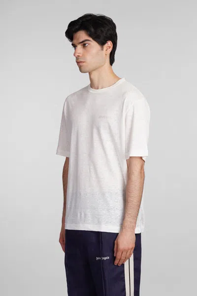 Palm Angels T-shirt In Beige Linen In Beige
