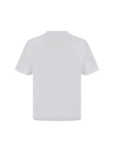Palm Angels White Short-sleeved T-shirt With Monogram Pa Embroidery In White