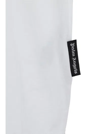Palm Angels White Short-sleeved T-shirt With Monogram Pa Embroidery In White