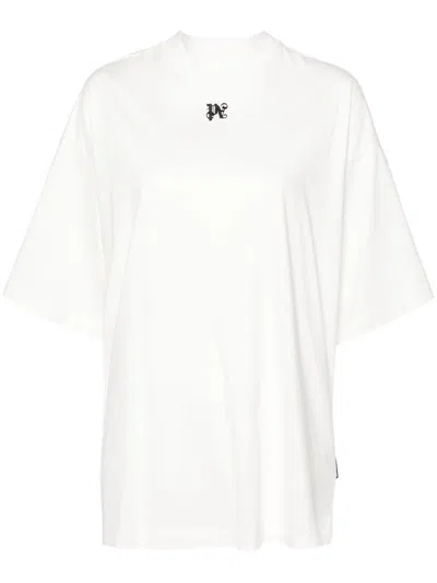 Palm Angels Wings Pencil Crewneck T-shirt In Off White Black