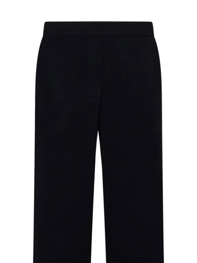 Shop P.a.r.o.s.h Black Straight Pants With Elastic Waistband In Fabric Woman