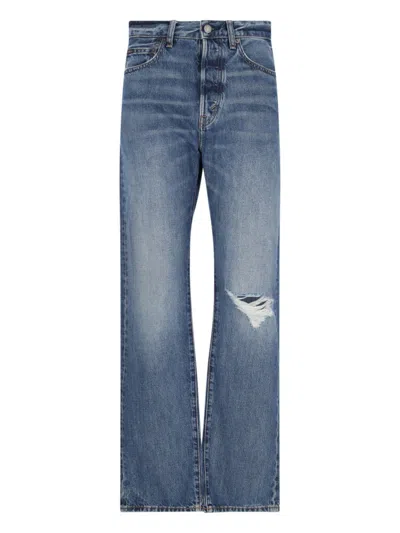 Polo Ralph Lauren Straight Leg Trousers Distressed Detail In Blue