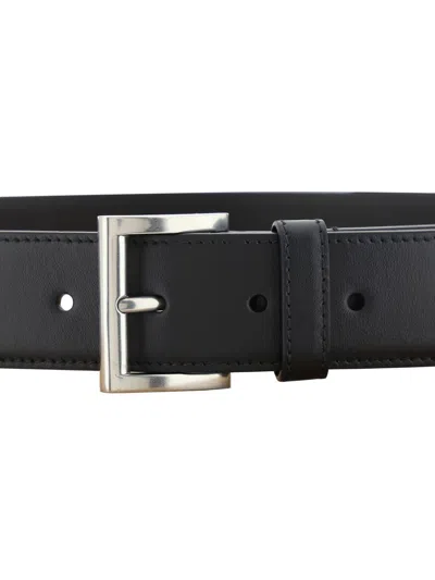 Prada Black Classic Solid Belt In Black