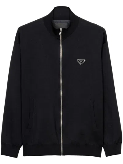 Prada Technical Cotton Blouson Jacket In Black