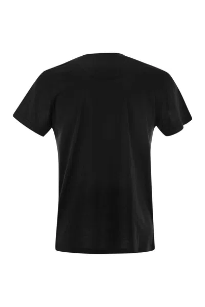 Pt Torino Round-neck Stretch T-shirt In Black