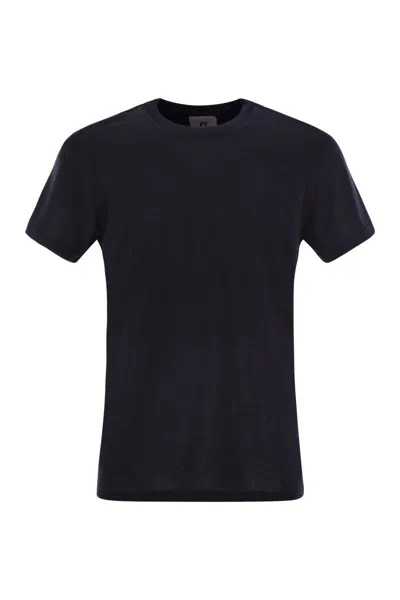 Pt Torino Round-neck Stretch T-shirt In Navy