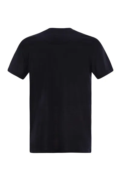 Pt Torino Round-neck Stretch T-shirt In Navy