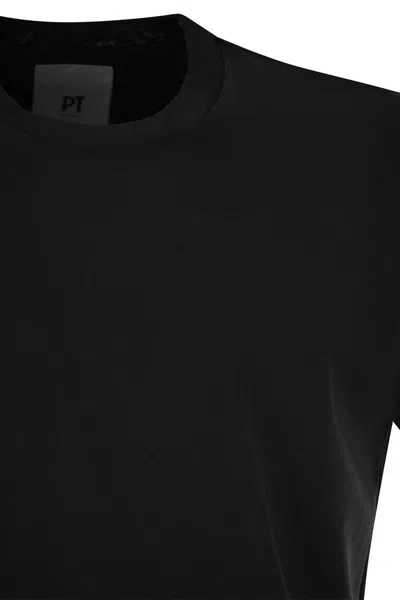 Pt Torino Round-neck Stretch T-shirt In Black