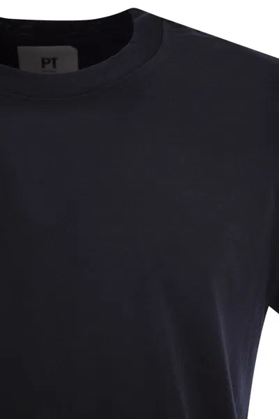 Pt Torino Round-neck Stretch T-shirt In Navy