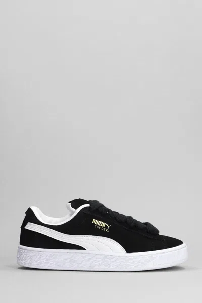 Puma Stamped-logo Suede Platform Sneakers In Black