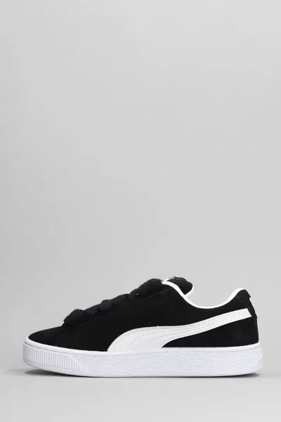 Puma Stamped-logo Suede Platform Sneakers In Black
