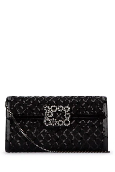 Shop Roger Vivier "flower Buckle Envelope In Black